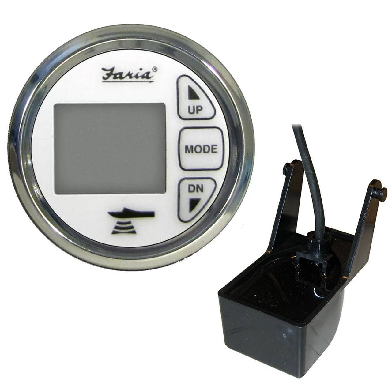 Faria 13852 Chesapeake White Dual Depth Sounder - Air/Water Temp Transom Transducer