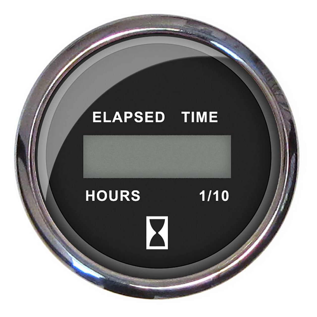 Faria 13715 2" Chesapeake Black 10K Digital Hourmeter Steel Bezel