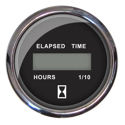 Faria 13715 2" Chesapeake Black 10K Digital Hourmeter Steel Bezel