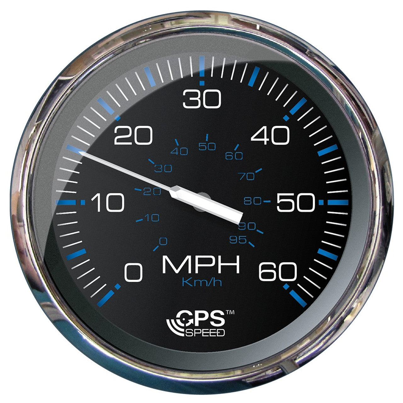 Faria 33761 5" Chesapeake Black Speedometer (60 MPH) GPS (Studded)