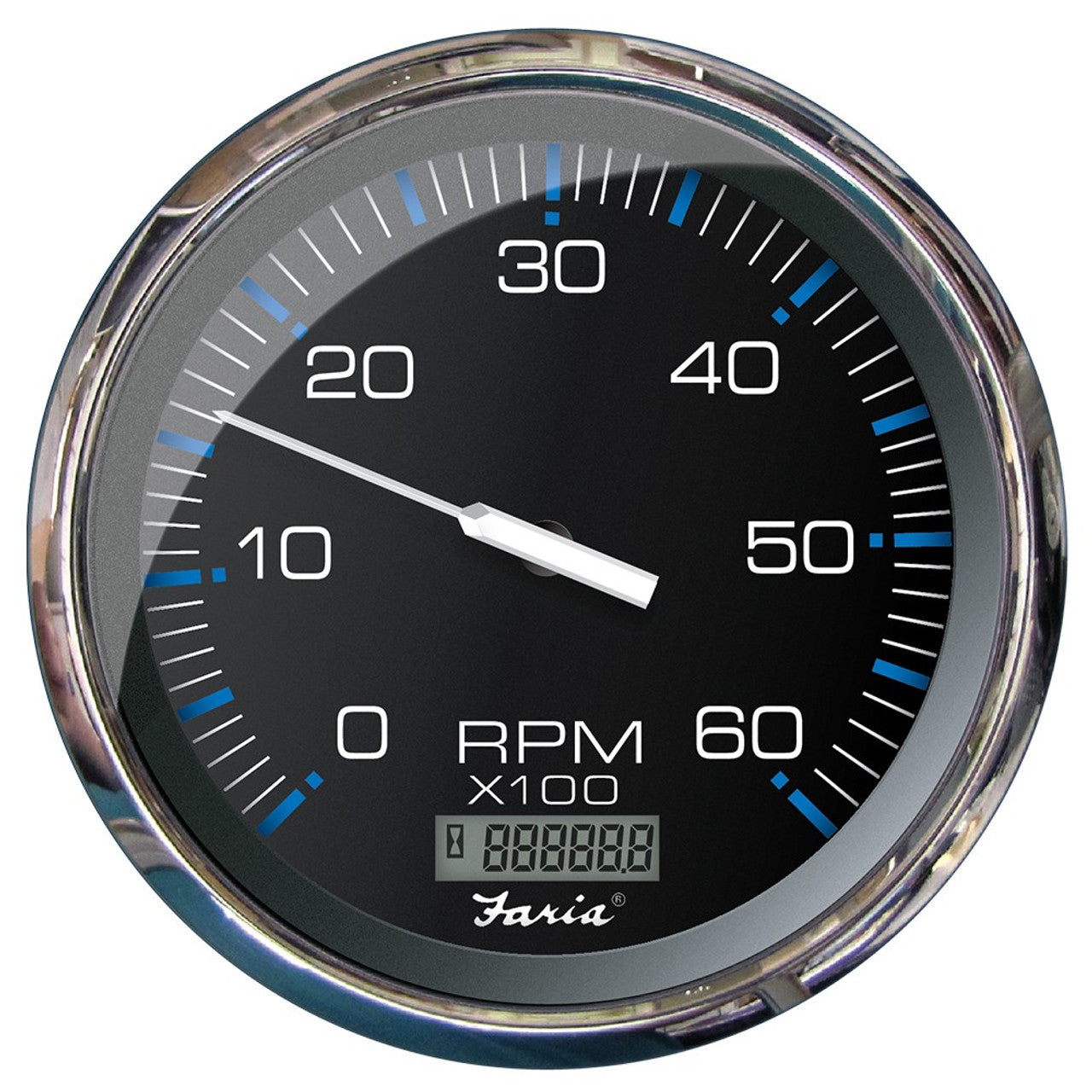 Faria 33763 5" Chesapeake Black 6K RPM Gas Tach w/Hourmeter - I/O