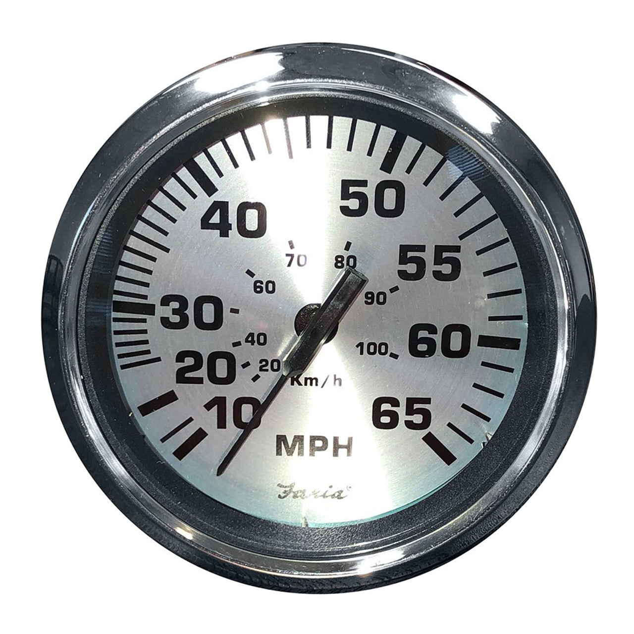 Faria 36010 4" Speedometer (65 MPH) Pitot - Spun Silver