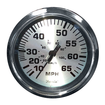 Faria 36010 4" Speedometer (65 MPH) Pitot - Spun Silver