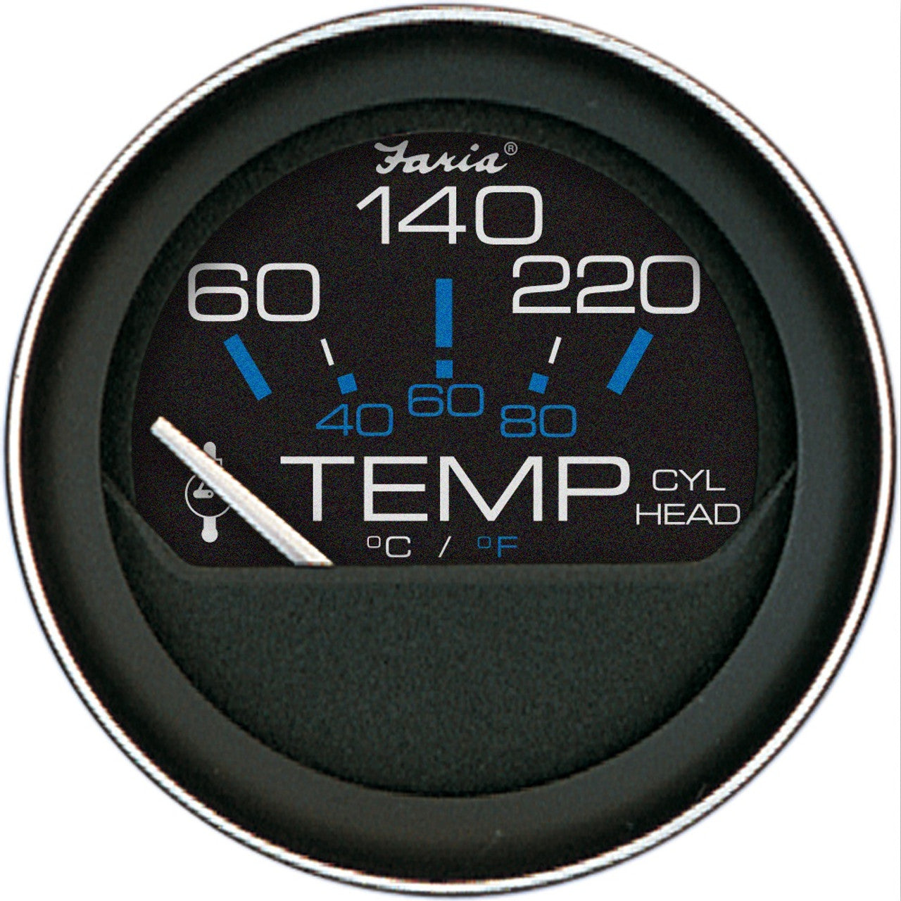 Faria Coral 2" Cylinder Head Temperature Gauge (60-120 F) w/Sender
