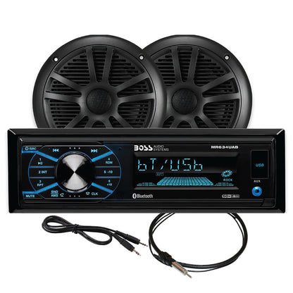 Boss Audio MCBK634B.6 Marine Stereo &amp; 6.5" Speaker Kit - Black