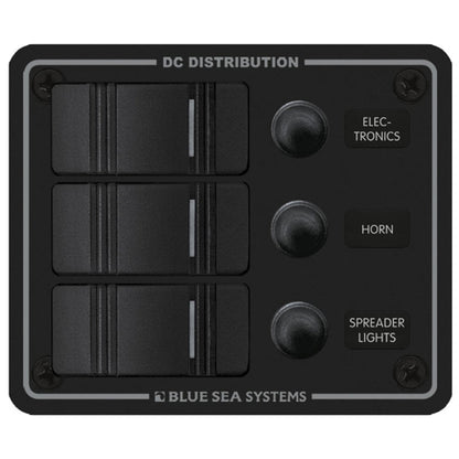 Blue Sea Water Resistant Circuit Breaker Panel - 3 Position