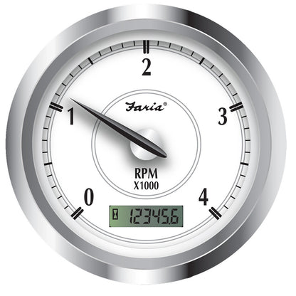 Faria 45007 Newport SS 4" Tachometer w/Hourmeter f/Diesel w/Magnetic Take Off - 4000 RPM