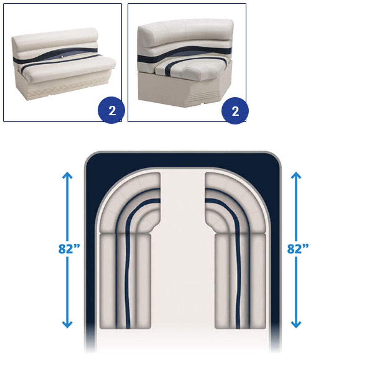 Wise Premier Radius Bow Pontoon Furniture Set