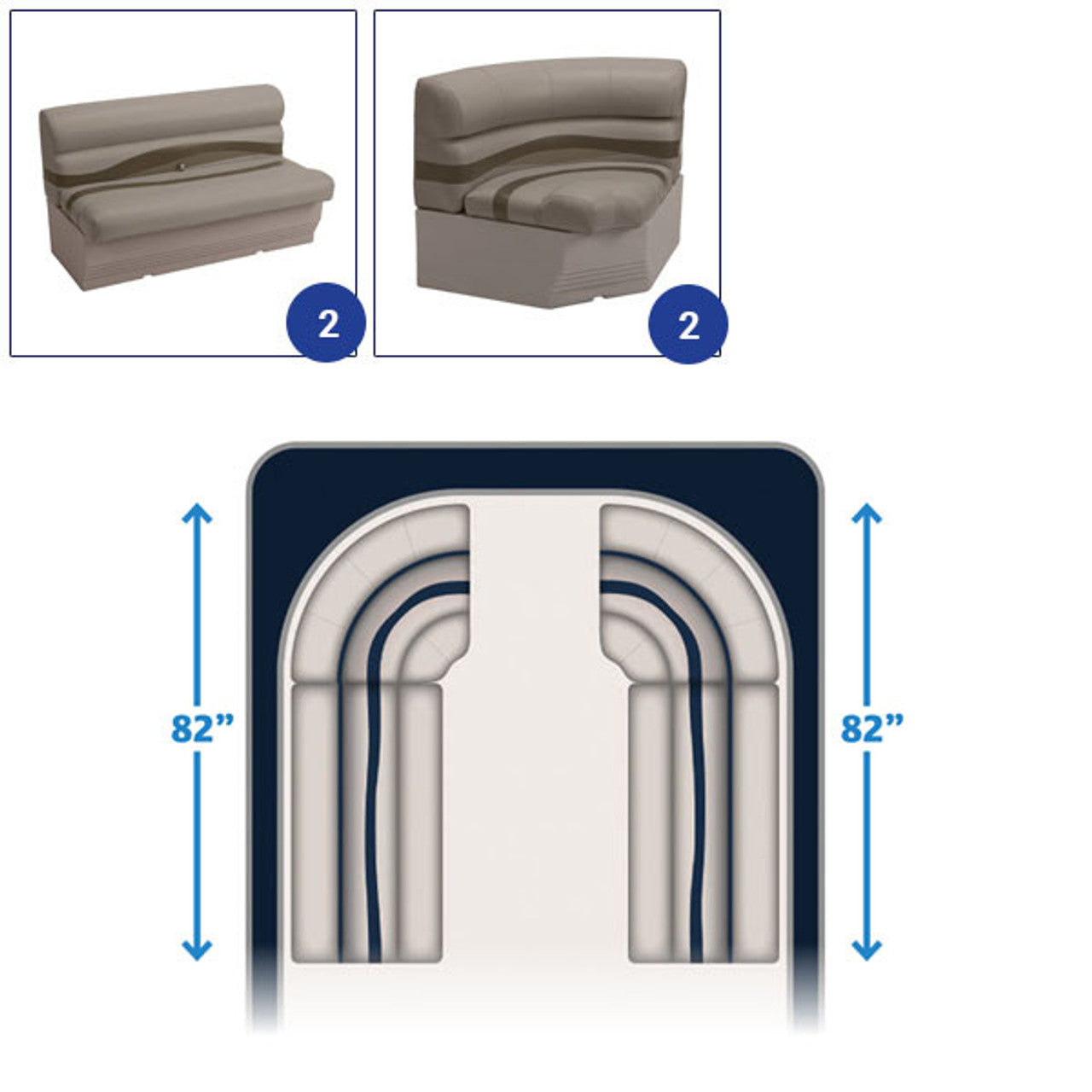 Wise Premier Radius Bow Pontoon Furniture Set