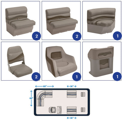 Wise Premier Pontoon 20-22'+ Fishing Pontoon Furniture Set