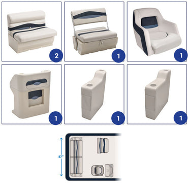 Wise Premier Pontoon Traditional Rear Group Pontoon Furniture Set