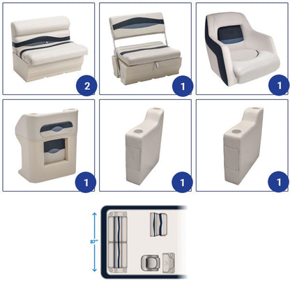 Wise Premier Pontoon Traditional Rear Group Pontoon Furniture Set