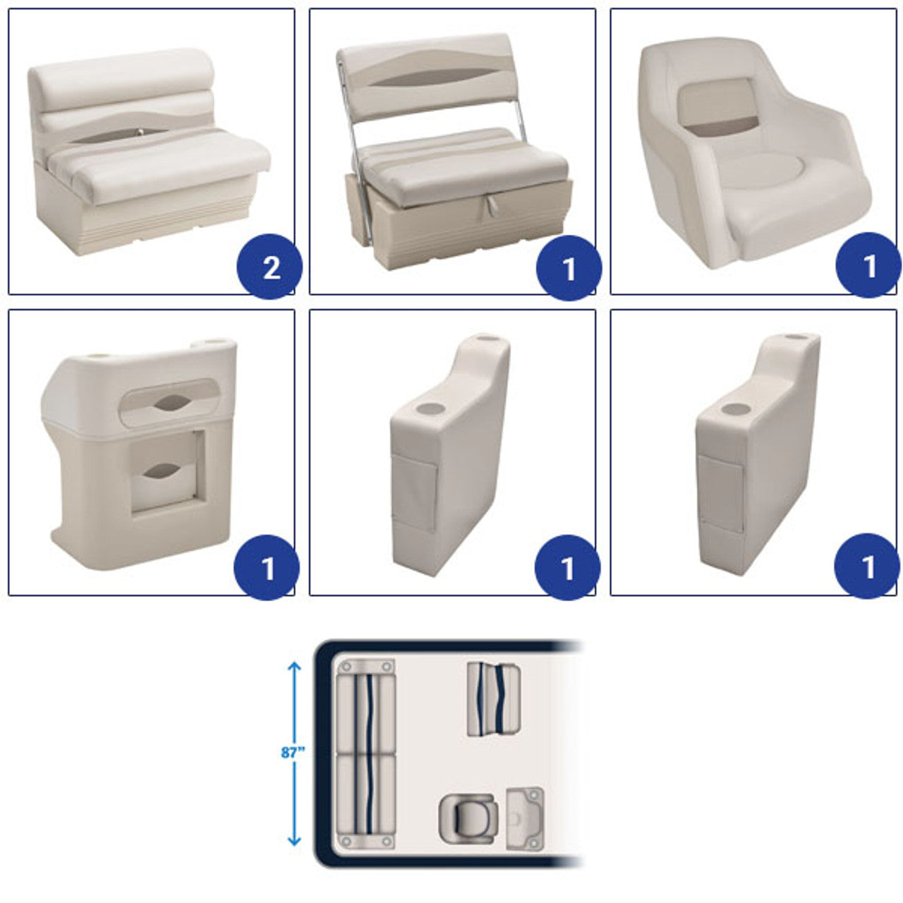 Wise Premier Pontoon Traditional Rear Group Pontoon Furniture Set