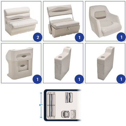 Wise Premier Pontoon Traditional Rear Group Pontoon Furniture Set