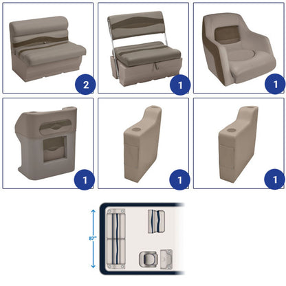 Wise Premier Pontoon Traditional Rear Group Pontoon Furniture Set