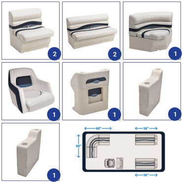Wise Premier 8' Rear Entry Group Pontoon Furniture Set
