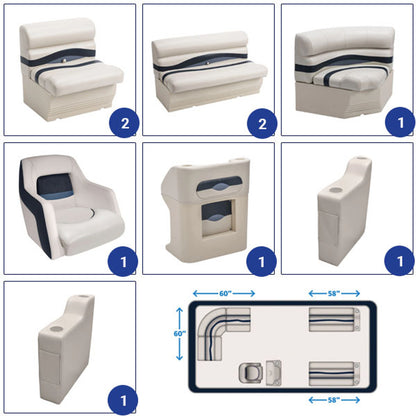Wise Premier 8' Rear Entry Group Pontoon Furniture Set