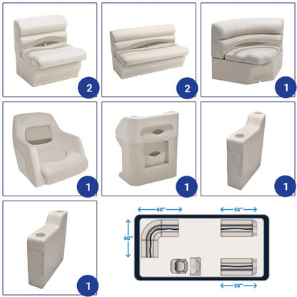 Wise Premier 8' Rear Entry Group Pontoon Furniture Set