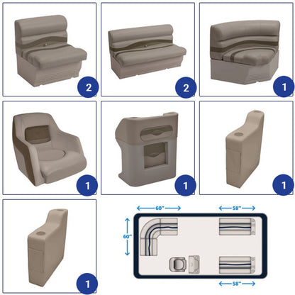 Wise Premier 8' Rear Entry Group Pontoon Furniture Set