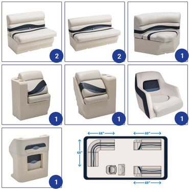Wise Premier 8-1/2' Rear Entry Pontoon Furniture Set