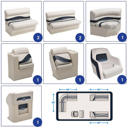 Wise Premier 8-1/2' Rear Entry Pontoon Furniture Set