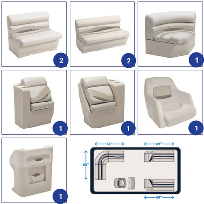 Wise Premier 8-1/2' Rear Entry Pontoon Furniture Set