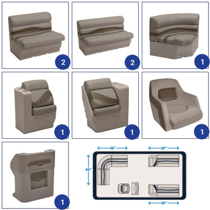 Wise Premier 8-1/2' Rear Entry Pontoon Furniture Set