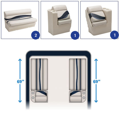 Wise Premier Bench & Lean Back Pontoon Furniture Set