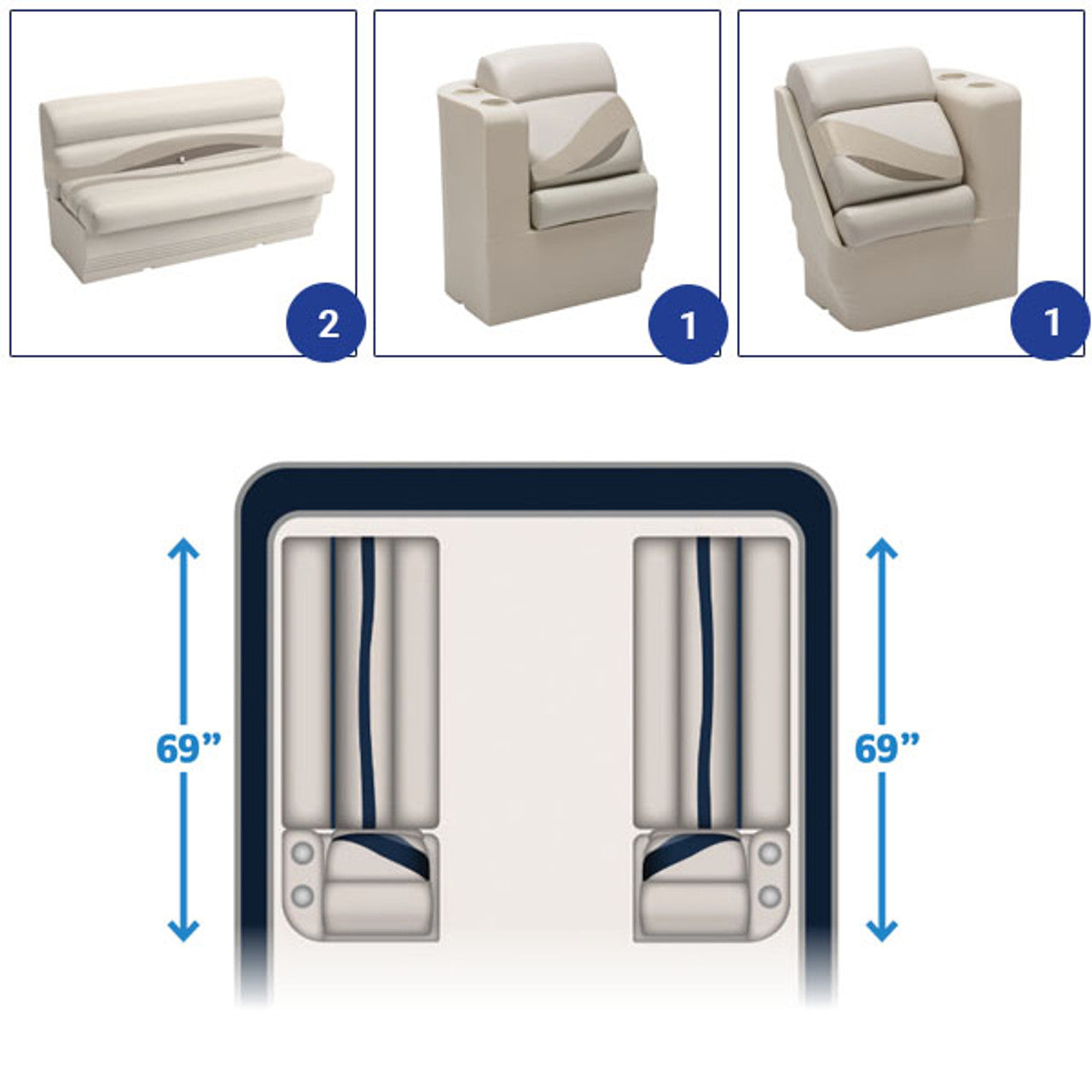 Wise Premier Bench & Lean Back Pontoon Furniture Set