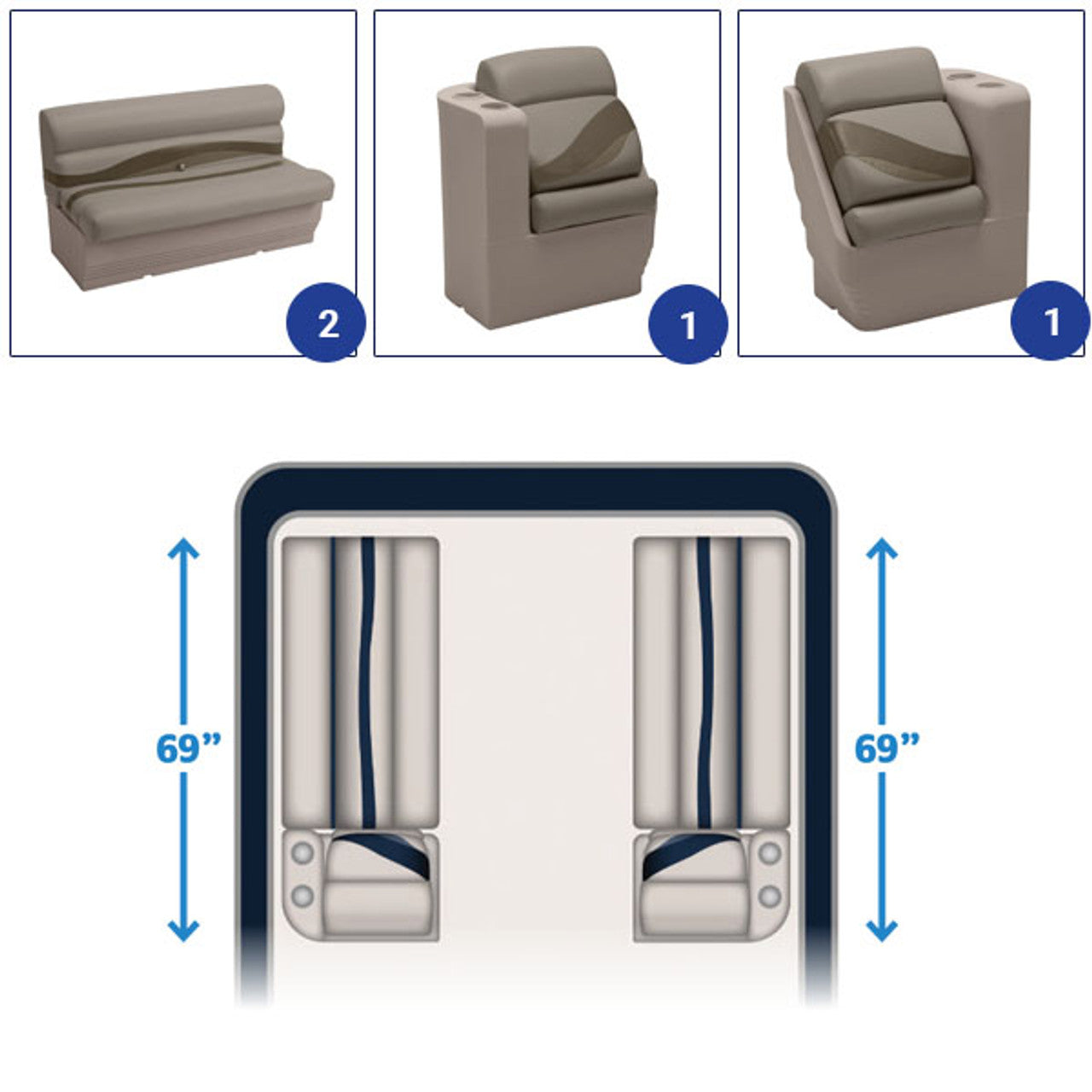 Wise Premier Bench & Lean Back Pontoon Furniture Set