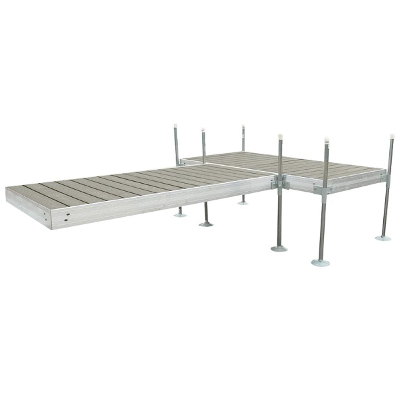 Muelle en forma de T Tommy Docks con cubierta de composite gris