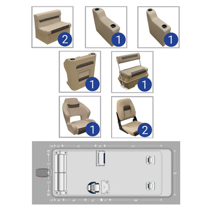 Ensemble complet de meubles pour ponton de pêche Wise DLX de 18 à 22 pieds