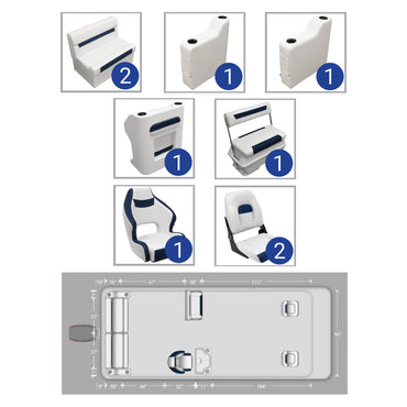Ensemble complet de meubles pour ponton de pêche Wise DLX de 18 à 22 pieds
