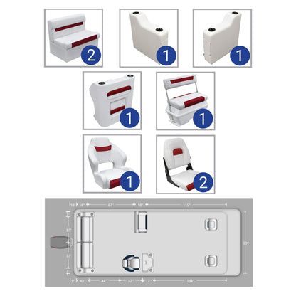 Ensemble complet de meubles pour ponton de pêche Wise DLX de 18 à 22 pieds