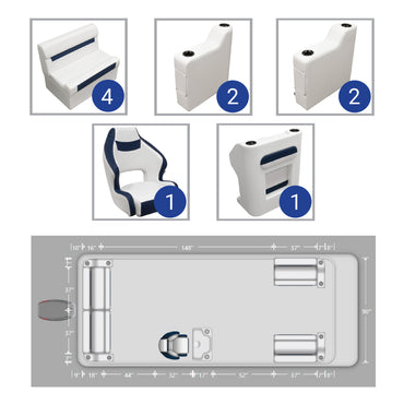 Ensemble de meubles de ponton traditionnel Wise DLX 18'-22'