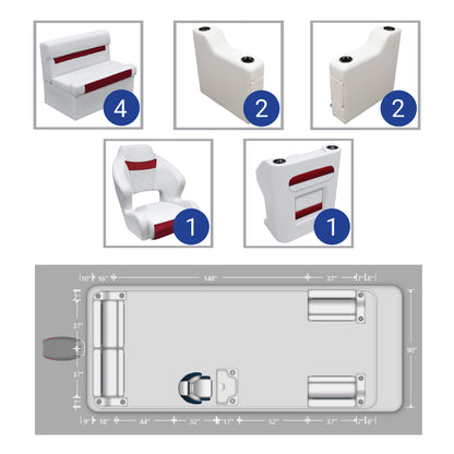 Ensemble de meubles de ponton traditionnel Wise DLX 18'-22'
