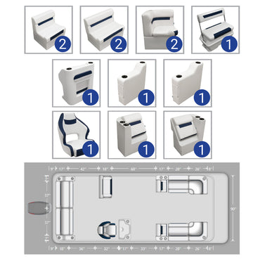Ensemble de meubles de ponton traditionnel Wise DLX 22'+