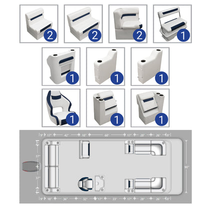 Ensemble de meubles de ponton traditionnel Wise DLX 22'+