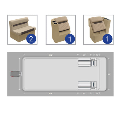 Wise DLX Pontoon 36" Bench & Lean Back Pontoon Furniture Set