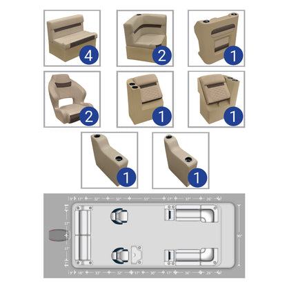 Ensemble de mobilier de ponton traditionnel à double seau Wise DLX 22'+