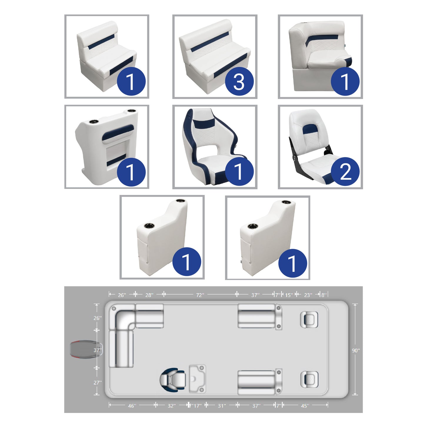 Ensemble de meubles pour ponton de pêche Wise DLX 22'+