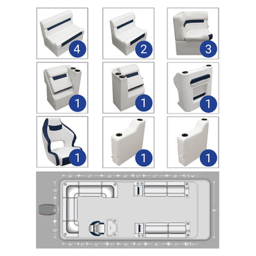 Ensemble de meubles de ponton Wise DLX avec canapé arrière gauche et avant