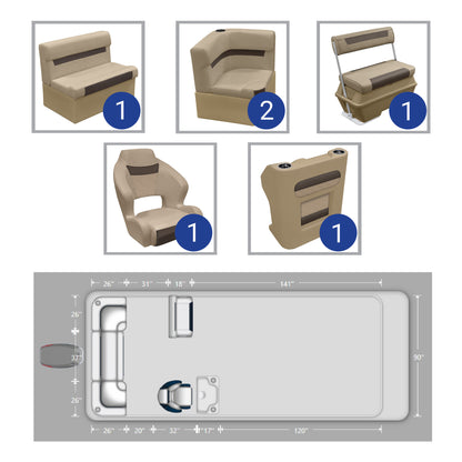 Ensemble de meubles de ponton Wise DLX avec banquette arrière, dossier basculant et console