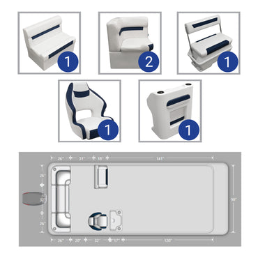 Ensemble de meubles de ponton Wise DLX avec banquette arrière, dossier basculant et console