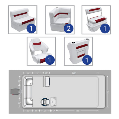 Ensemble de meubles de ponton Wise DLX avec banquette arrière, dossier basculant et console