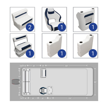 Ensemble de meubles de ponton Wise DLX avec canapé arrière, console et dossier basculant
