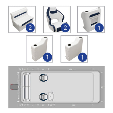 Ensemble de meubles de ponton Wise DLX avec canapé arrière et siège baquet double