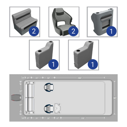 Ensemble de meubles de ponton Wise DLX avec canapé arrière et siège baquet double