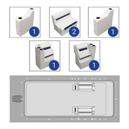 Wise DLX Couch & Leanback Pontoon Furniture Set