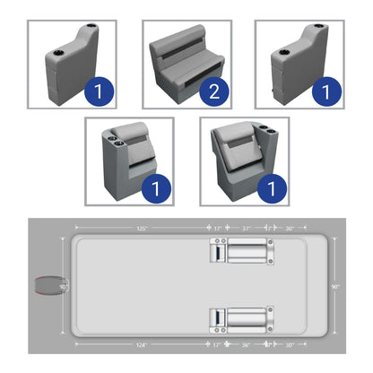 Wise DLX Couch & Leanback Pontoon Furniture Set